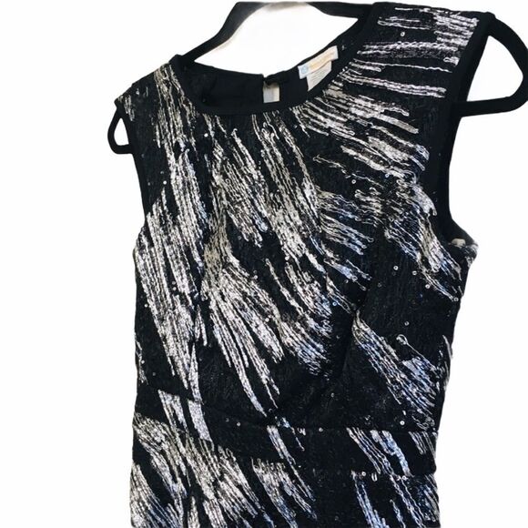 Silver Metallic Sequin LBD Cocktail Dress Sz M NWT - Picture 3 of 12